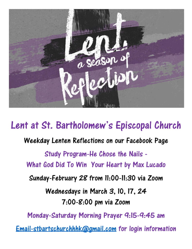 Lent 2021A Season of Reflection St. Bartholomew's Episcopal Church